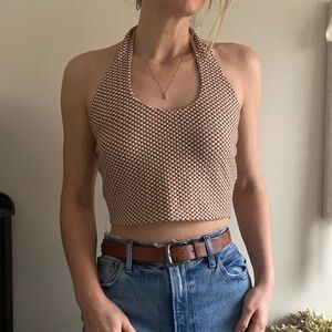 Gingham Fitted Halter Top